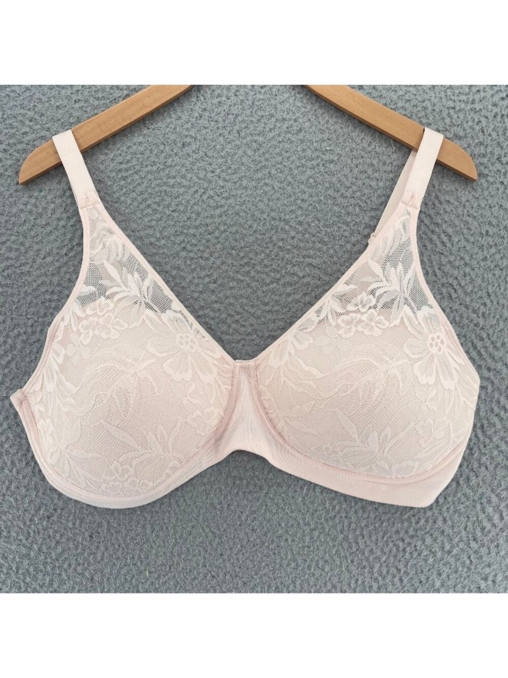 Bali Bra Womens Extra Large Breathe Pink Floral Lace Cotton Modal Knit Wireless